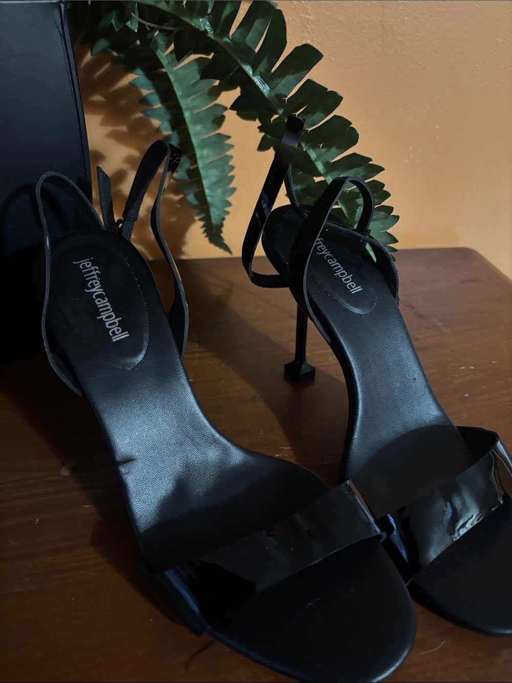 Jeffrey Campbell Black Patent Strappy Stiletto Heels